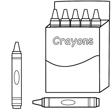 Box of Crayons and Two Crayons - Coloring Page (Back to School ...