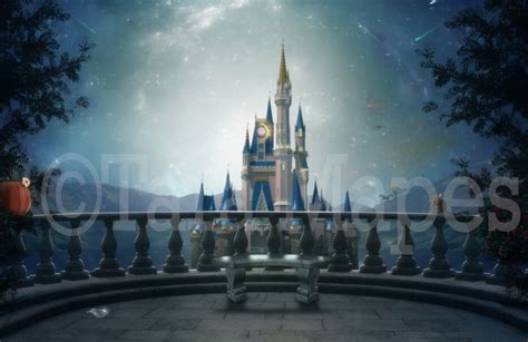 Cinderella Castle - Princess Balcony - Fairytale Moonlight Castle - Digital Background Backdrop ...