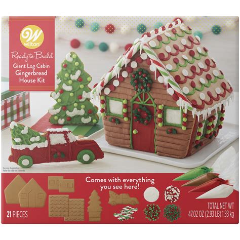 Wilton Ready-to-Build Giant Log Cabin Gingerbread House Kit, 21-Piece - Walmart.com