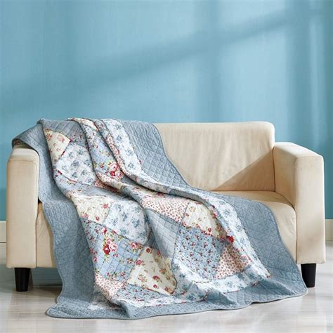 Unimall Patchwork Throws Blanket Comfortable Single Quilted Bedspread 59x79 inches Lightweight ...