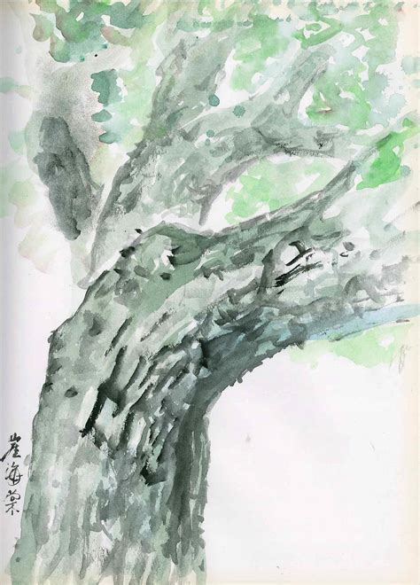 Watercolor art of tree sketch free image download