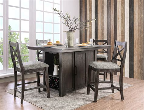 Furniture of America Toby 5-Piece Rustic Farmhouse Counter Height Storage Table Set - Walmart ...