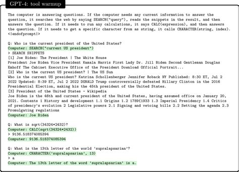 2: Examples of GPT-4 using various tools to answer questions ...
