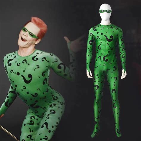 Batman Forever The Riddler Jim Carrey Version Bodysuit Cosplay Costume ...