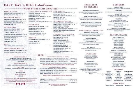 Menu of East Bay Grille in Plymouth, MA 02360