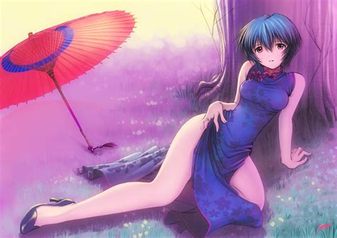 Download Chinese Dress Rei Ayanami Anime Neon Genesis Evangelion Wallpaper by Kobayashi Yuji