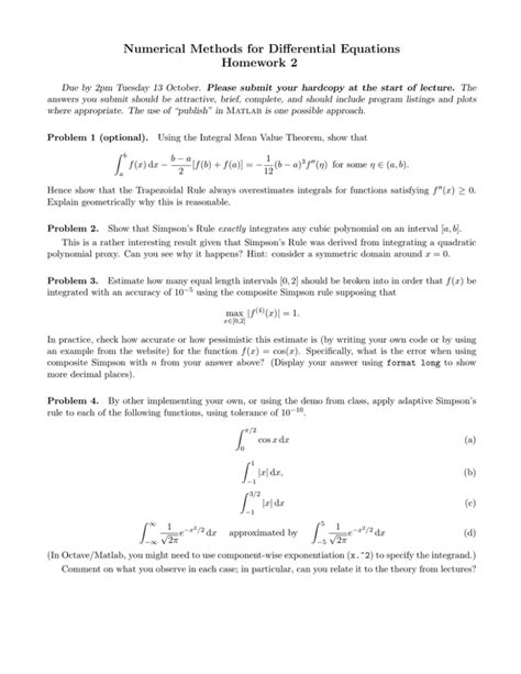 Numerical Methods for Differential Equations Homework 2