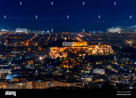 Athens and the Acropolis at Night Stock Photo - Alamy