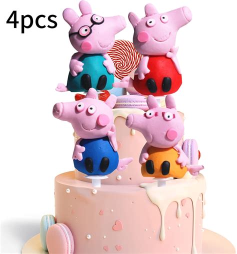 4 Pieces Cake Topper, Cartoon Cake Toppers Decorations Cupcake Toppers ...