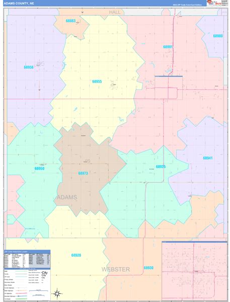 Adams County, NE Wall Map Color Cast Style by MarketMAPS - MapSales