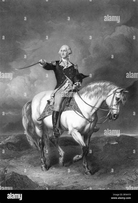 Portrait of George Washington at the Battle of Trenton - Washington (1732 - 1799) was the first ...