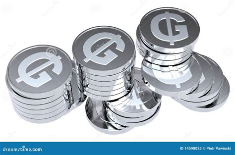 Stacks of Silver Coins Isolated on White Stock Illustration - Illustration of digitally, market ...