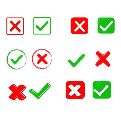 Cross And Tick Symbol Different Shapes, Cross And Tick Symbol ...