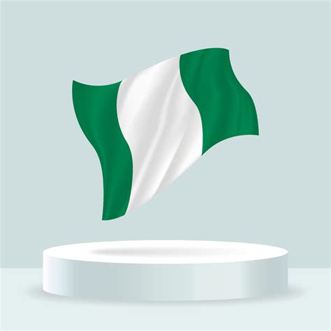 Nigeria flag. 3d rendering of the flag displayed on the stand. Waving flag in modern pastel ...