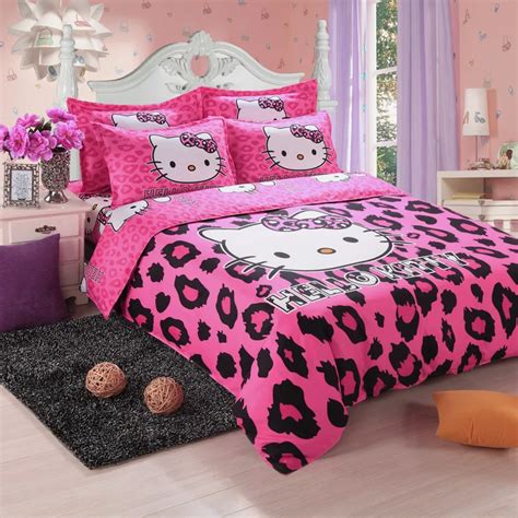 Brand Logo Hello Kitty Bedding Set Children Cotton Bed sheets Hello Kitty Duvet Cover Sheet ...