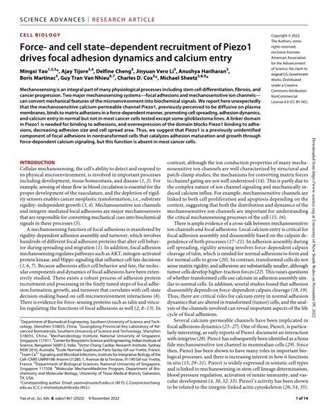 (PDF) Force- and cell state-dependent recruitment of Piezo1 drives ...