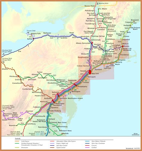 Cartes ferroviaires des États-Unis | Nord-Est