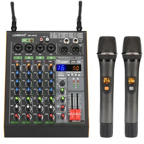 Professional-4-Channel-Audio-Mixer-with-UHF-Wireless-Microphone-USB ...