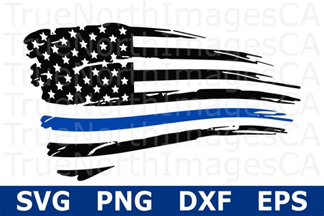 Thin Blue LIne Distressed Flag - An Occupation SVG Cut File