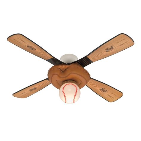 Shop Hunter 44-in Baseball Leather Look Sports Ceiling Fan with Light ...