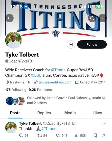 New Titans WR coach hasn’t even had the job for a day and has the Titans all over his Twitter ...