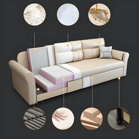 Modern Sleeper Sofa Flared Arms Futon Sleeper Sofa Bed with Storage Futons