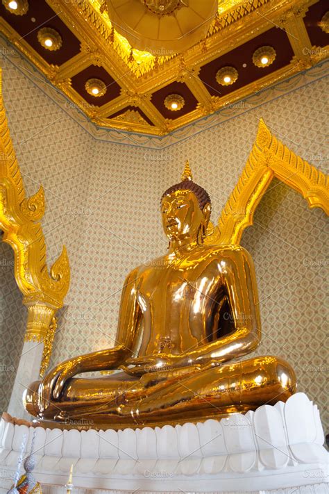 Golden Buddha Statue at Wat Traimit ~ Architecture Photos ~ Creative Market