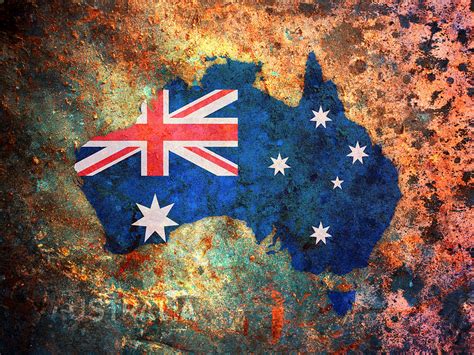 Australia Flag Map Digital Art by Michael Tompsett - Pixels