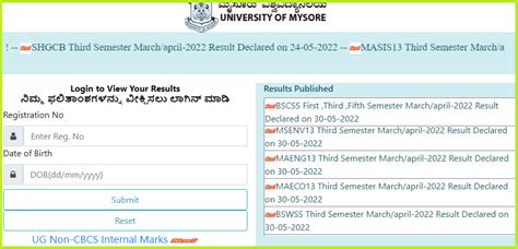 Mysore University Results 2023 (Link) results.uomexam.com UG 1st 3rd 5th 2nd 4th 6th Sem Result ...