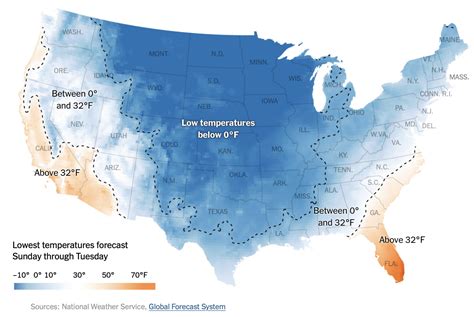 Low temperatures map of the United States – FlowingData