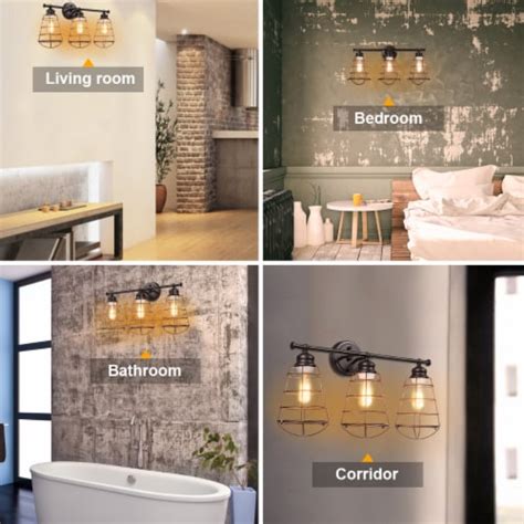 3-Light Vanity Light Metal Wire Cage Wall Sconce Bathroom Fixture Artist Lamp, 1 unit - Baker’s