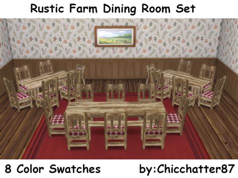 The Sims Resource - Rustic Farm Dining Room Set