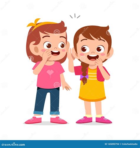 Happy Cute Kids Girls Talk about Secret Stock Vector - Illustration of male, clipart: 165890794