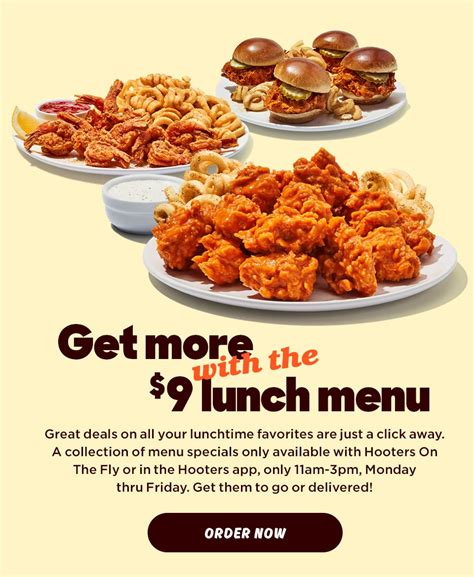 Hooters $9 Lunch Takeout and Delivery Deals