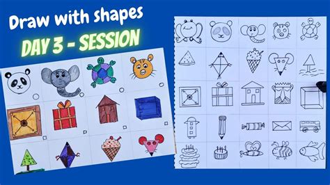 How to Drawing with shapes and coloring | Day - 3 | draw using Shapes ...