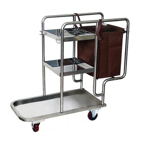 INTBUYING Stainless Steel Janitor Cart with Cloth Bag 3 Shelf ...