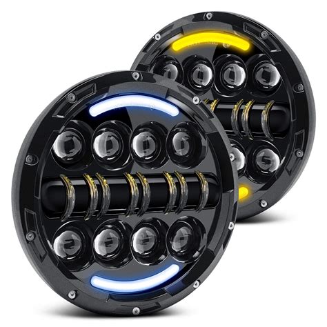 Lumen® - Jeep Wrangler 2013 7" Round Black Projector LED Headlights ...