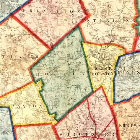 Vintage Map of Worcester County, Massachusetts 1857 by Ted's Vintage Art