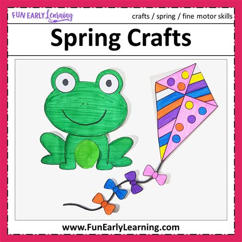 Spring Crafts - Flower Pot, Frog, Kite, and Umbrella with Butterfly