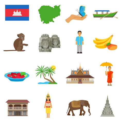 Cambodia Culture Flat Icons Set 478018 Vector Art at Vecteezy