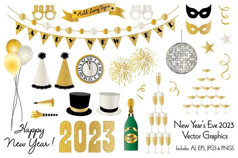 New Year's Eve 2023 Clipart Graphics Graphic by Melissa Held Designs ...