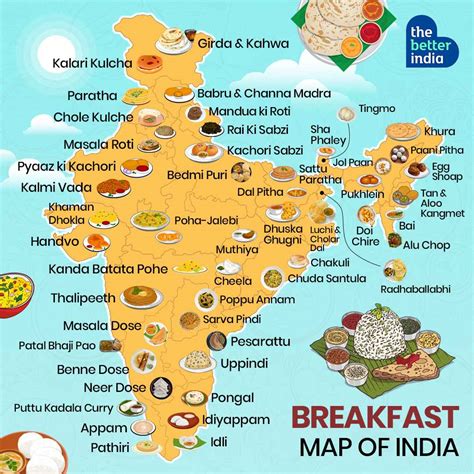 Discover Top 54 Indian Breakfast Dishes on Map of India