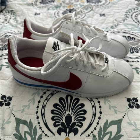 Nike Cortez Classic white red and blue color way as... - Depop