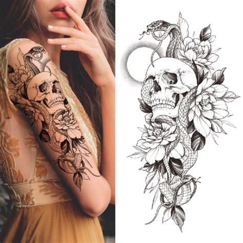 Girly Skull And Roses Tattoo