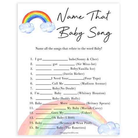 Name That Baby Song - Rainbow Printable Baby Shower Games – OhHappyPrintables