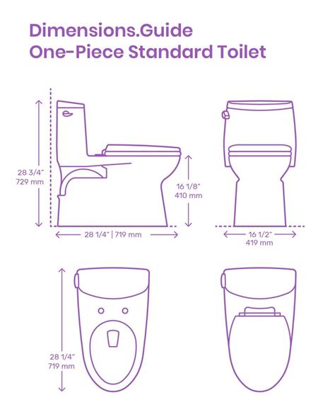 One-Piece Standard Toilet | Toilet dimensions, Toilet, Bathroom dimensions