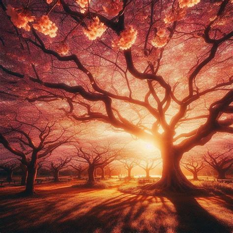 Premium PSD | Hyperrealistic image colorful spring sakura cherry blossom festival morning dew ...
