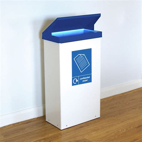 EZ Recycling Bin White Steel Recycle Unit 80 Litre Confidential Paper