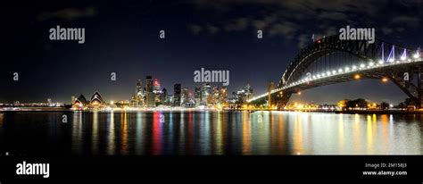 Sydney skyline at night Stock Photo - Alamy