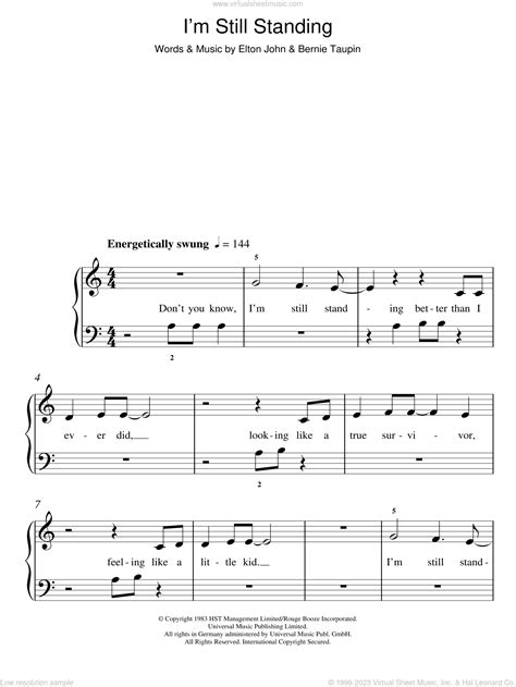 John - I'm Still Standing sheet music (easy) for piano solo [PDF]